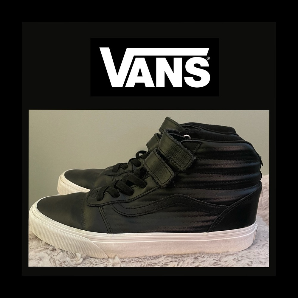 Vans Black Quilted Leather High Tops size 9
